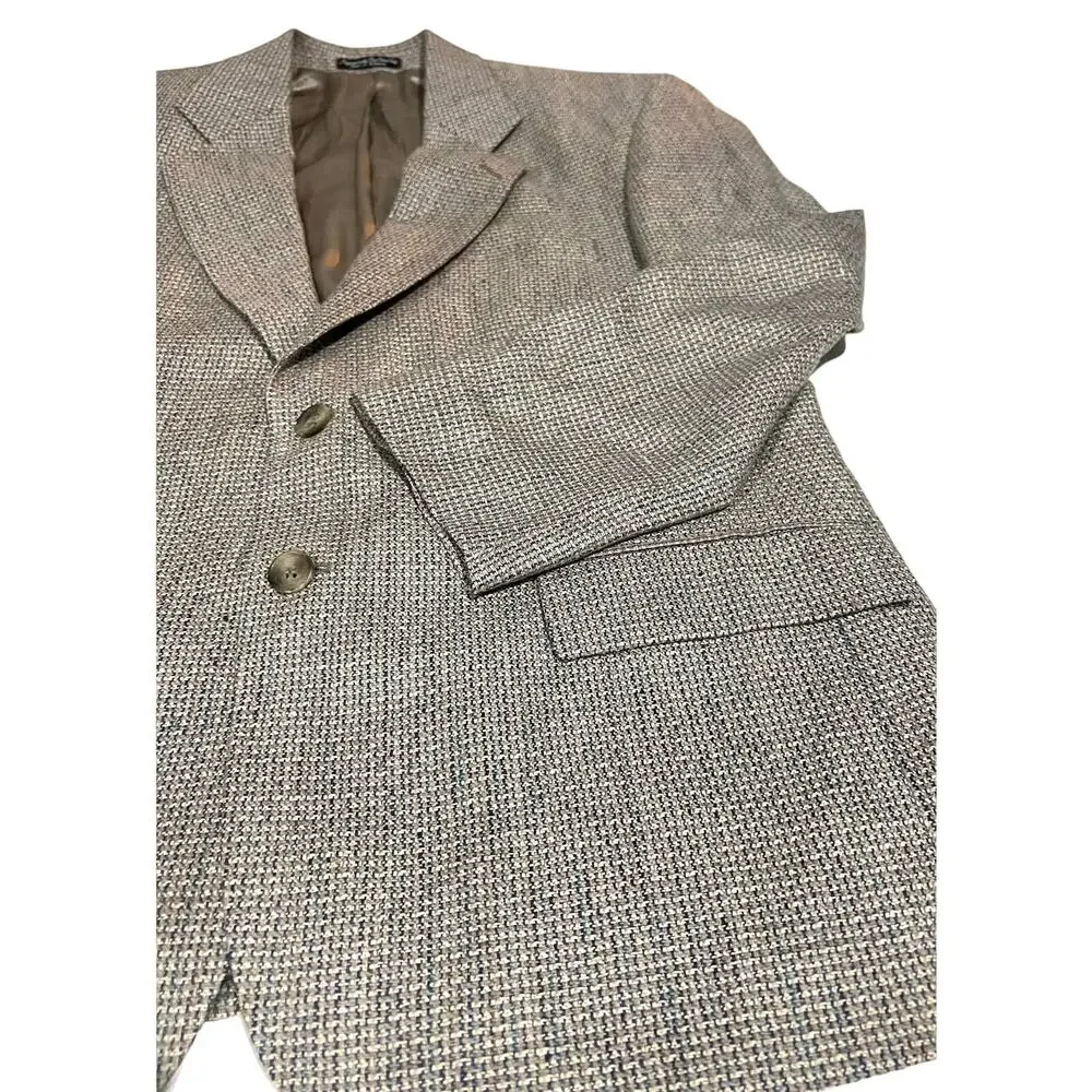 Norm Thompson Vintage Sport Coat Pure Spun Silk Blazer Tan Woven Jacket Mens 42